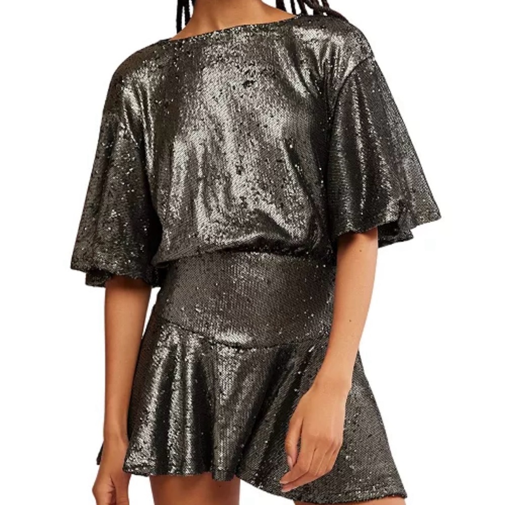 Shimmering Gunmetal Sequin Dress